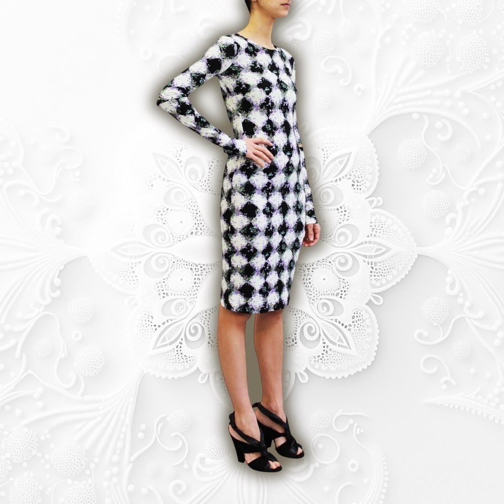 NWOT Preen By Thornton Bregazzi ‘Form’ Violet & Diamond Print Dress Size XS